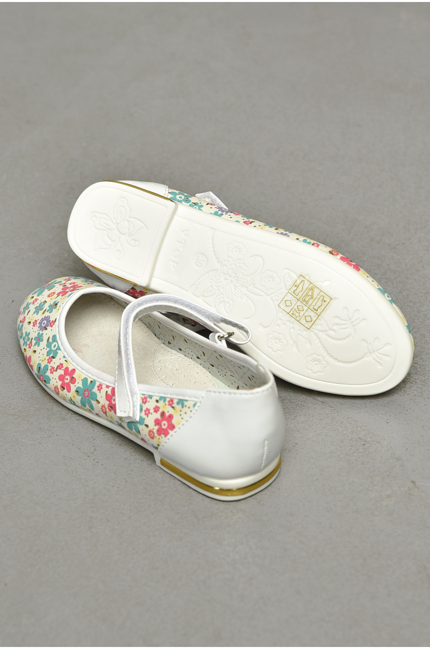 Балетки детские для девочки белого цвета Уценка 128-1 203562