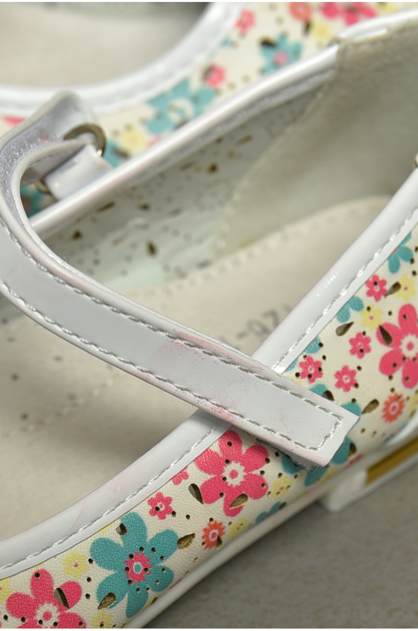 Балетки детские для девочки белого цвета Уценка 128-1 203562