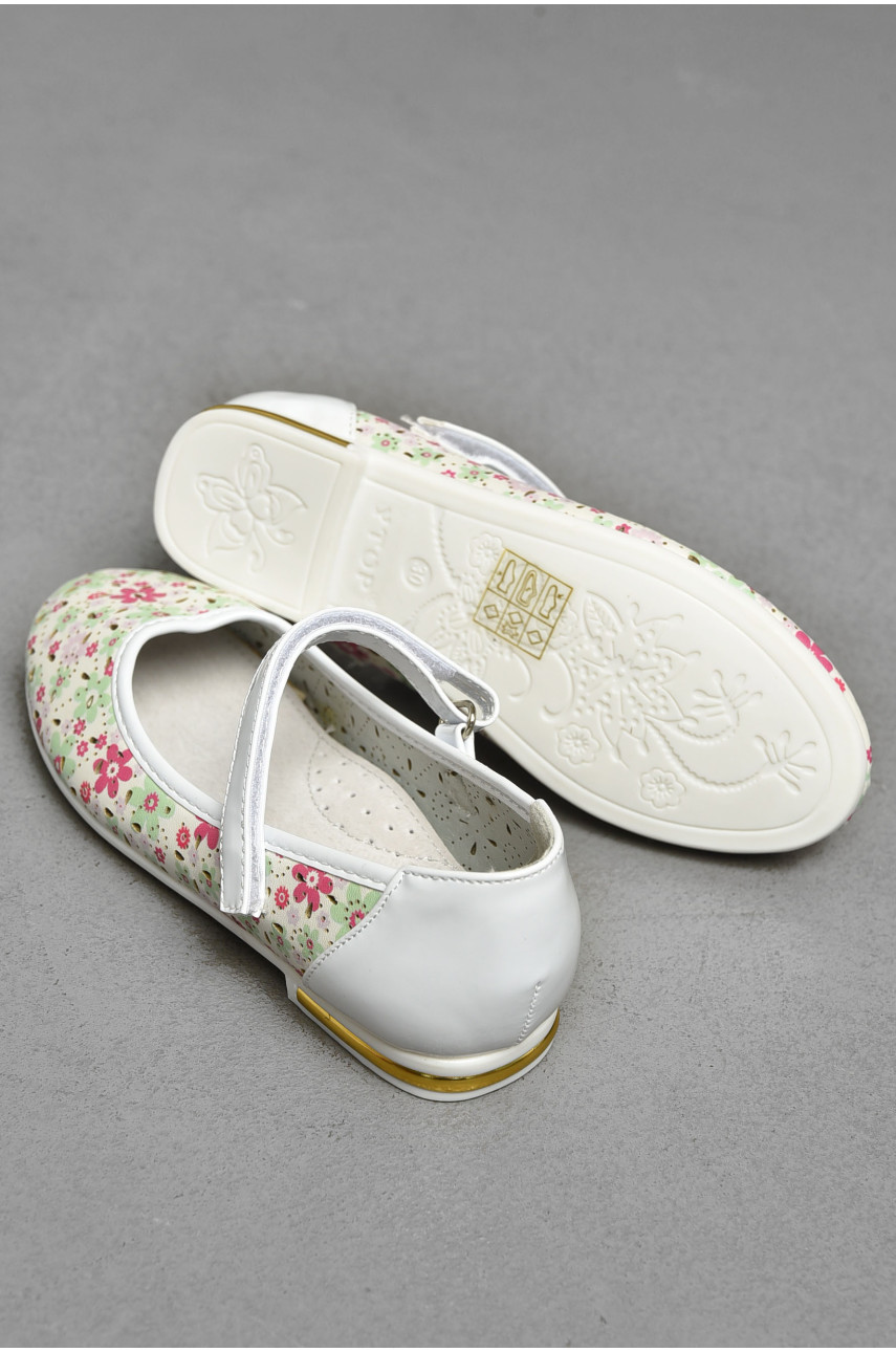 Балетки детские для девочки белого цвета Уценка 128-1 203563