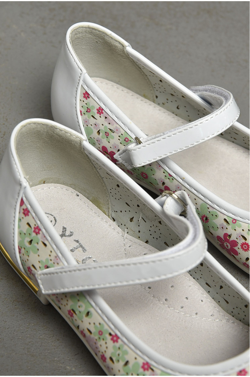 Балетки детские для девочки белого цвета Уценка 128-1 203563