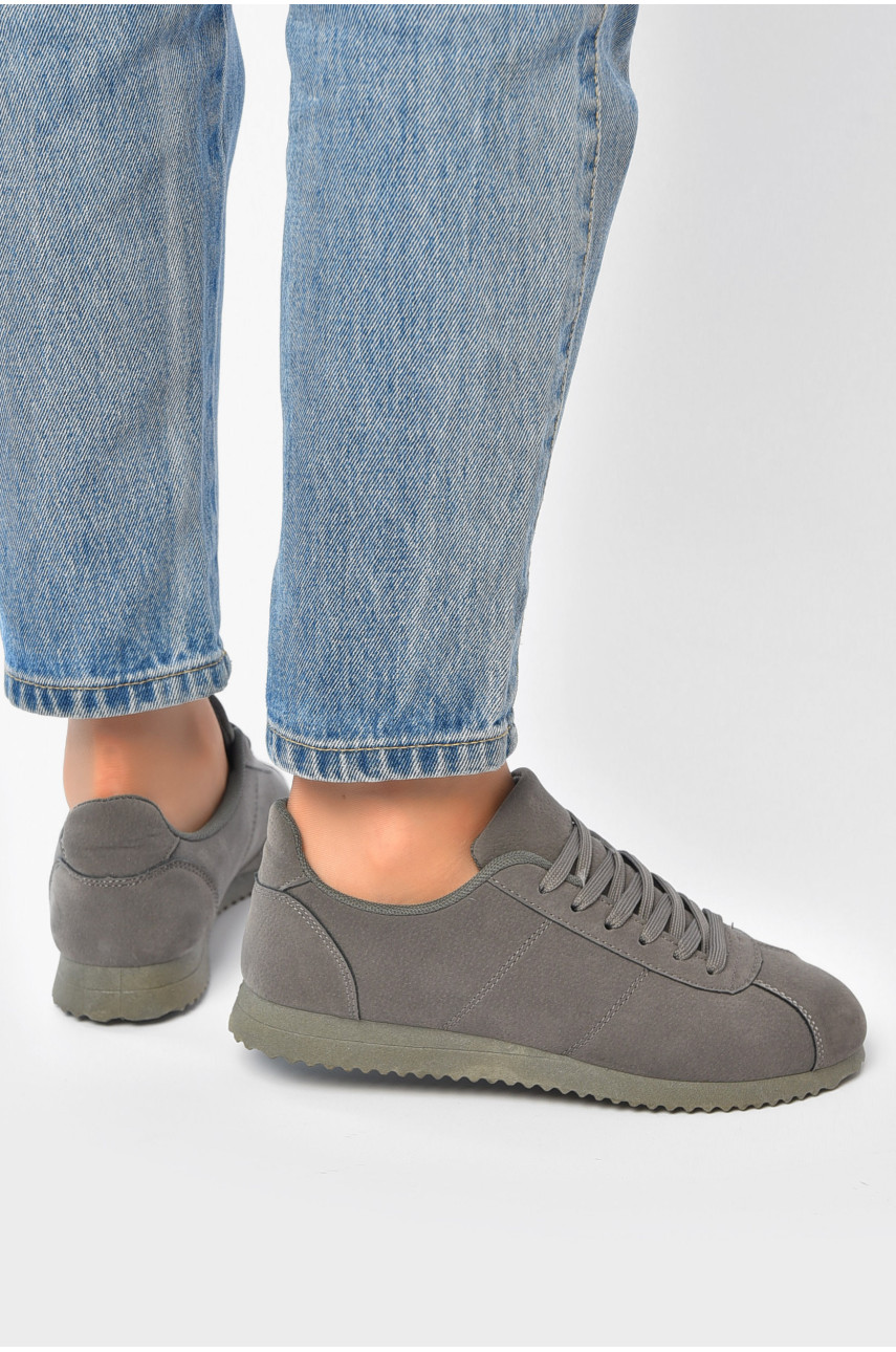 Кеди жіночі сірого кольору на шнурівці 203576