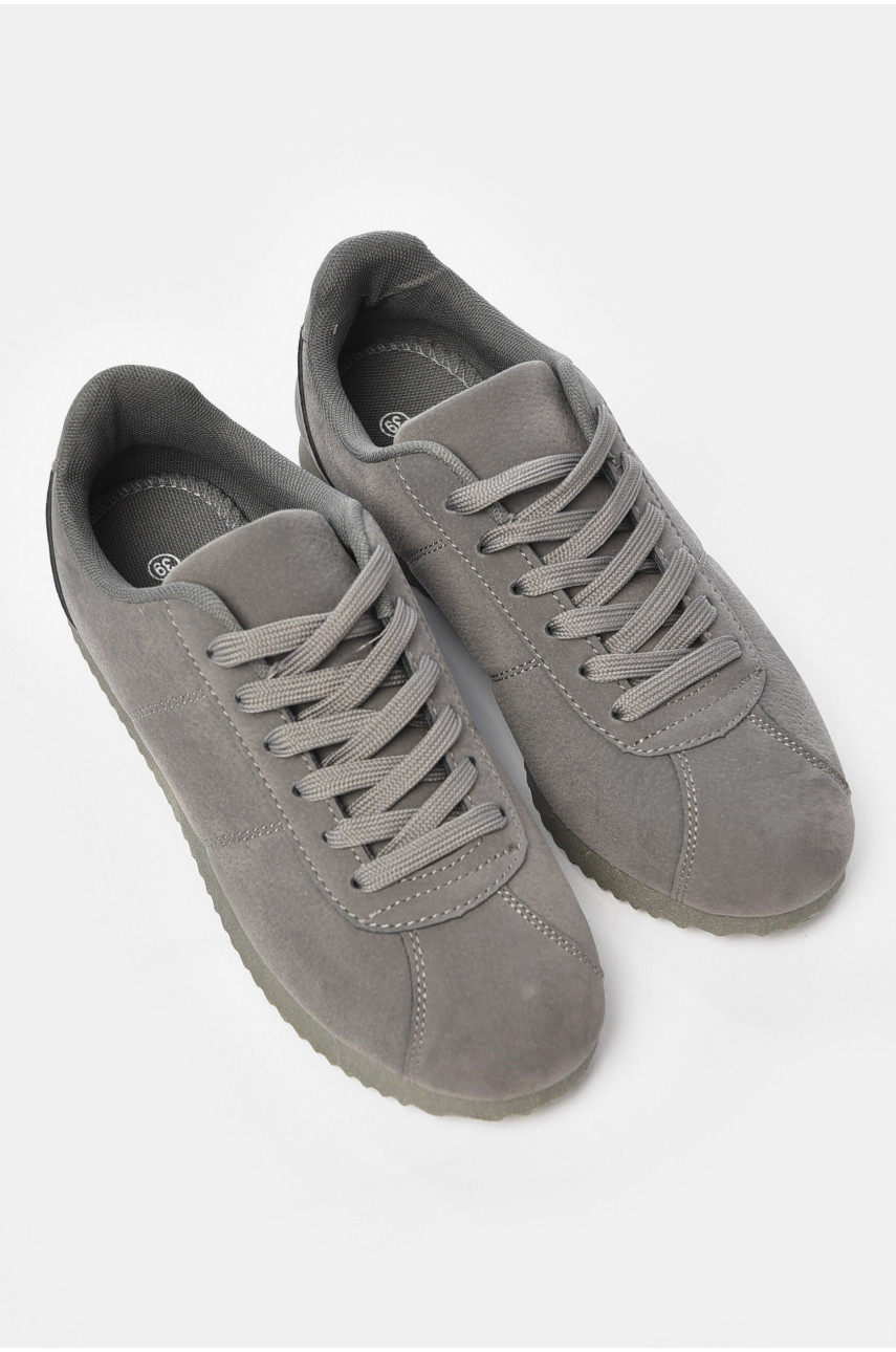 Кеди жіночі сірого кольору на шнурівці 203576