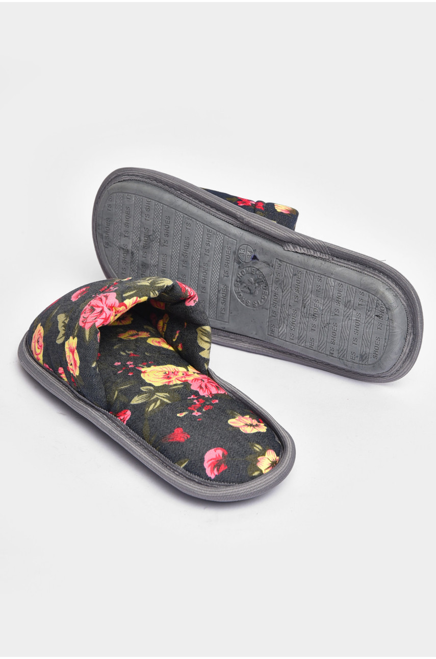 Тапочки домашние детские серого цвета с принтом 203603