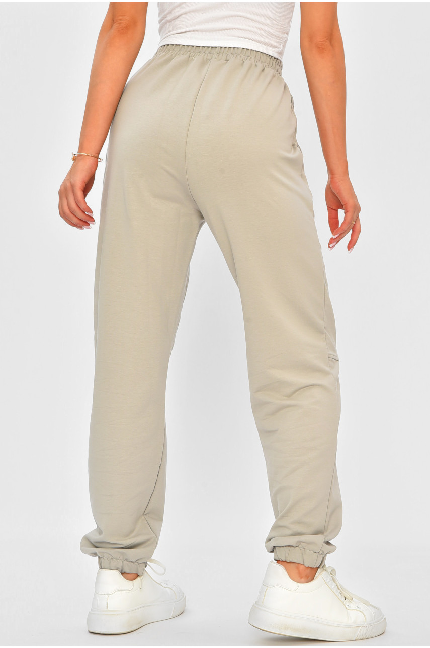 Спортивные штаны женские однотонные светло-серого цвета 5121 203612