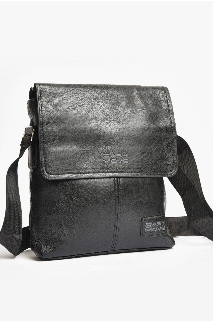 Сумка чоловіча через плече з екошкіри чорного кольору 962 203615