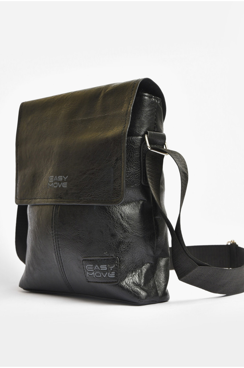 Сумка чоловіча через плече з екошкіри чорного кольору 962 203615