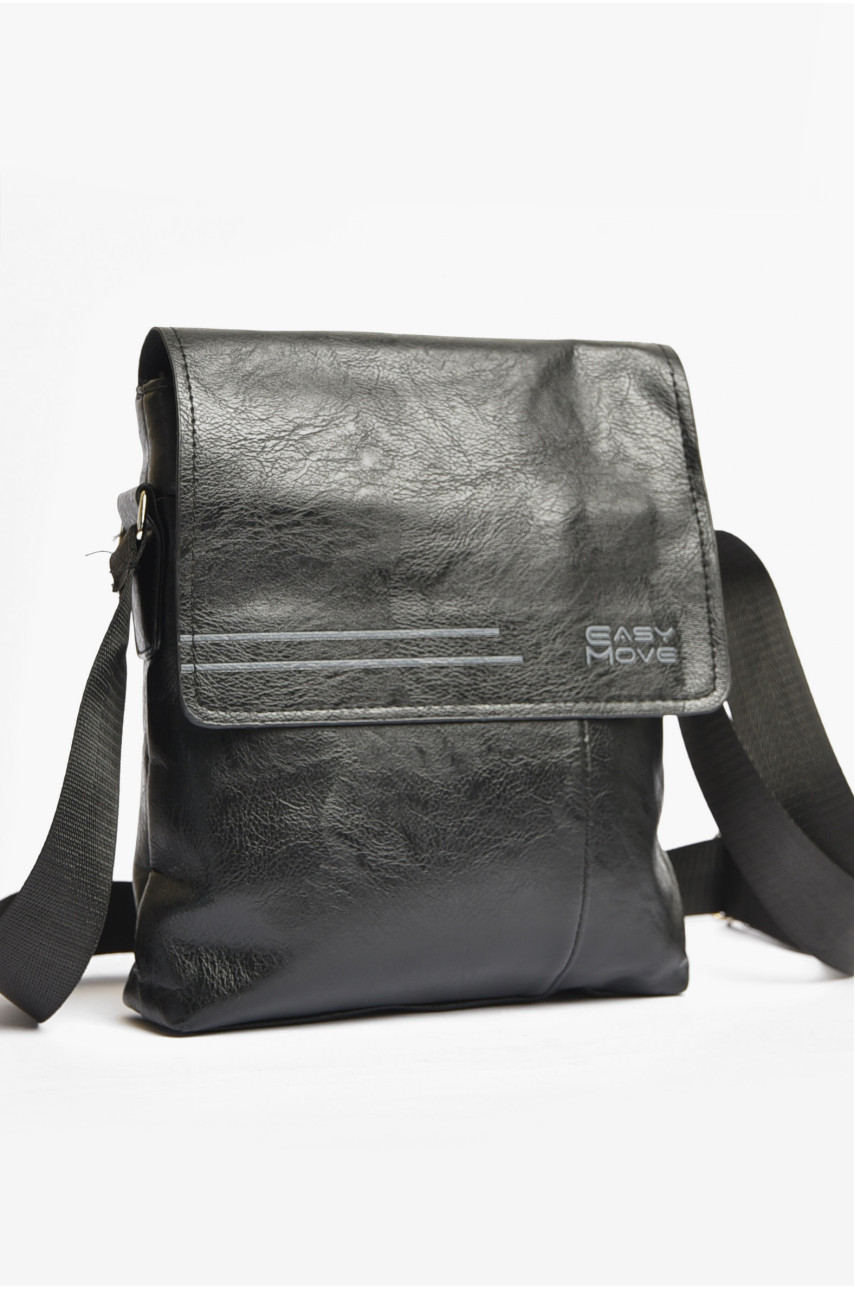 Сумка чоловіча через плече з екошкіри чорного кольору 2705-2 203617