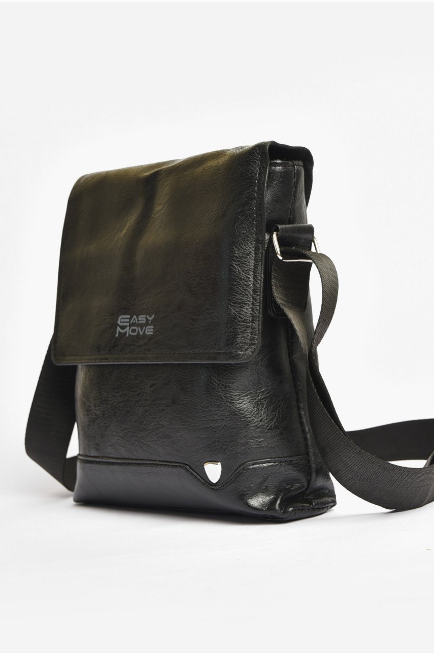 Сумка чоловіча через плече з екошкіри чорного кольору 605 203618
