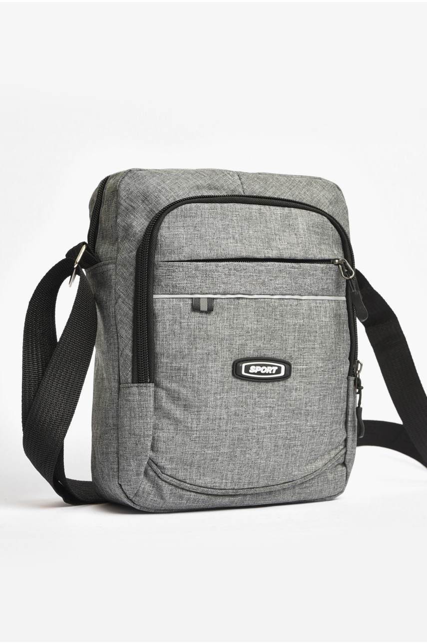 Сумка чоловіча через плече текстиль сірого кольору 612 203619