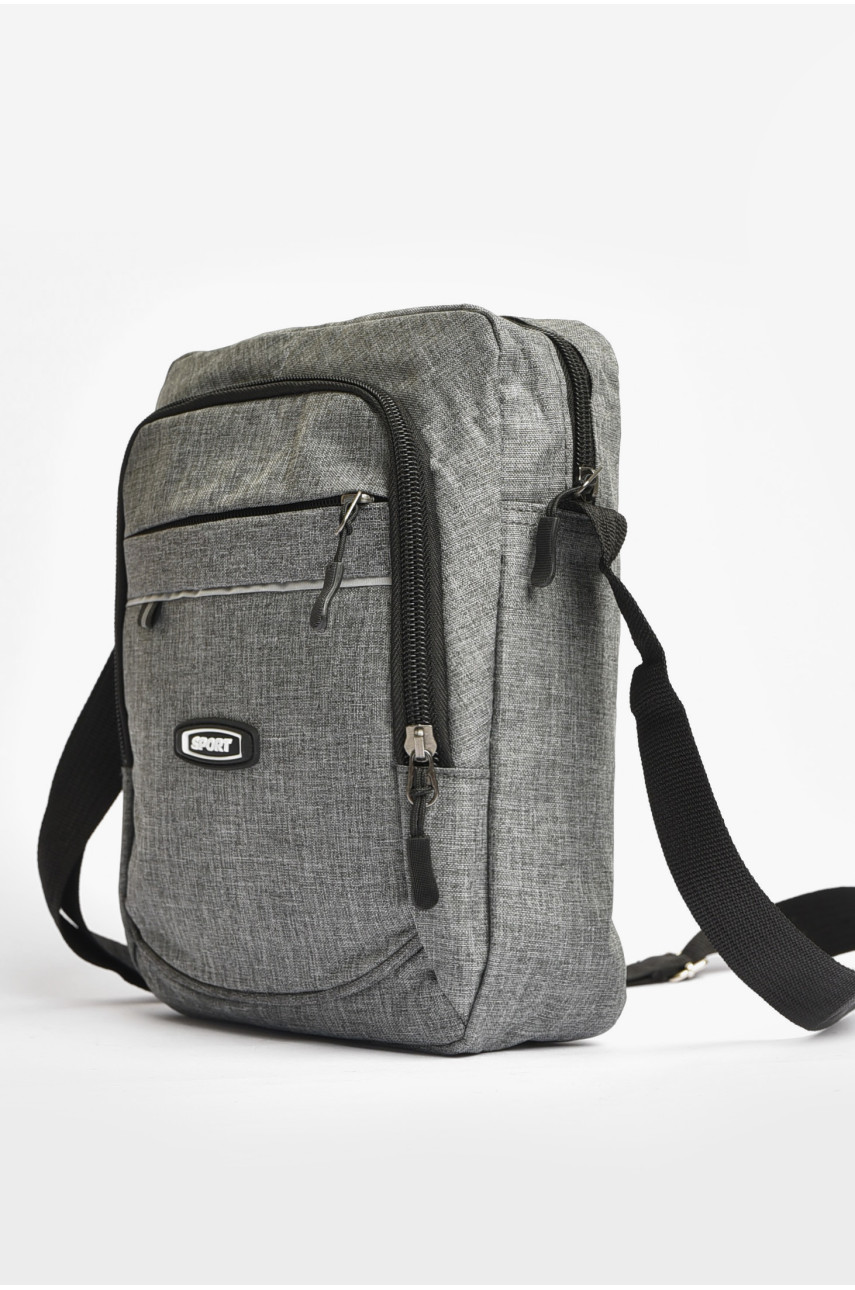 Сумка чоловіча через плече текстиль сірого кольору 612 203619