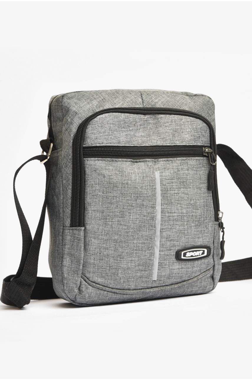 Сумка чоловіча через плече текстиль сірого кольору 613 203622