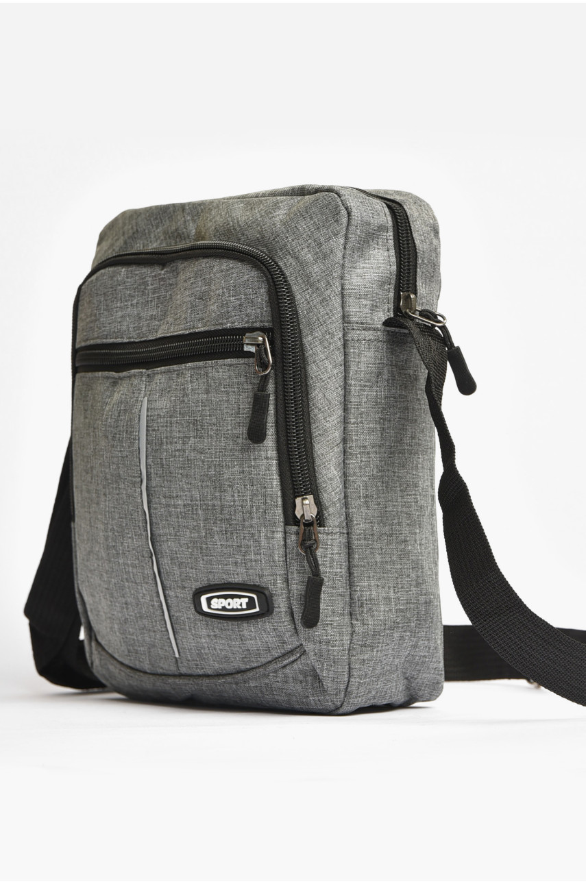 Сумка чоловіча через плече текстиль сірого кольору 613 203622