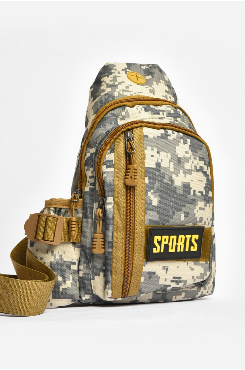 Сумка чоловіча через плече текстиль сірого кольору з принтом 1708 203623 Сумка чоловіча через плече текстиль сірого кольору з принтом 1708 203623