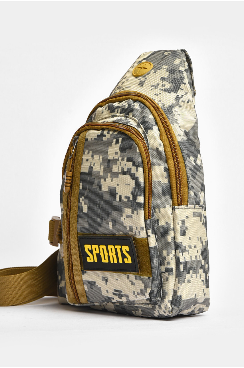 Сумка чоловіча через плече текстиль сірого кольору з принтом 1708 203623 Сумка чоловіча через плече текстиль сірого кольору з принтом 1708 203623