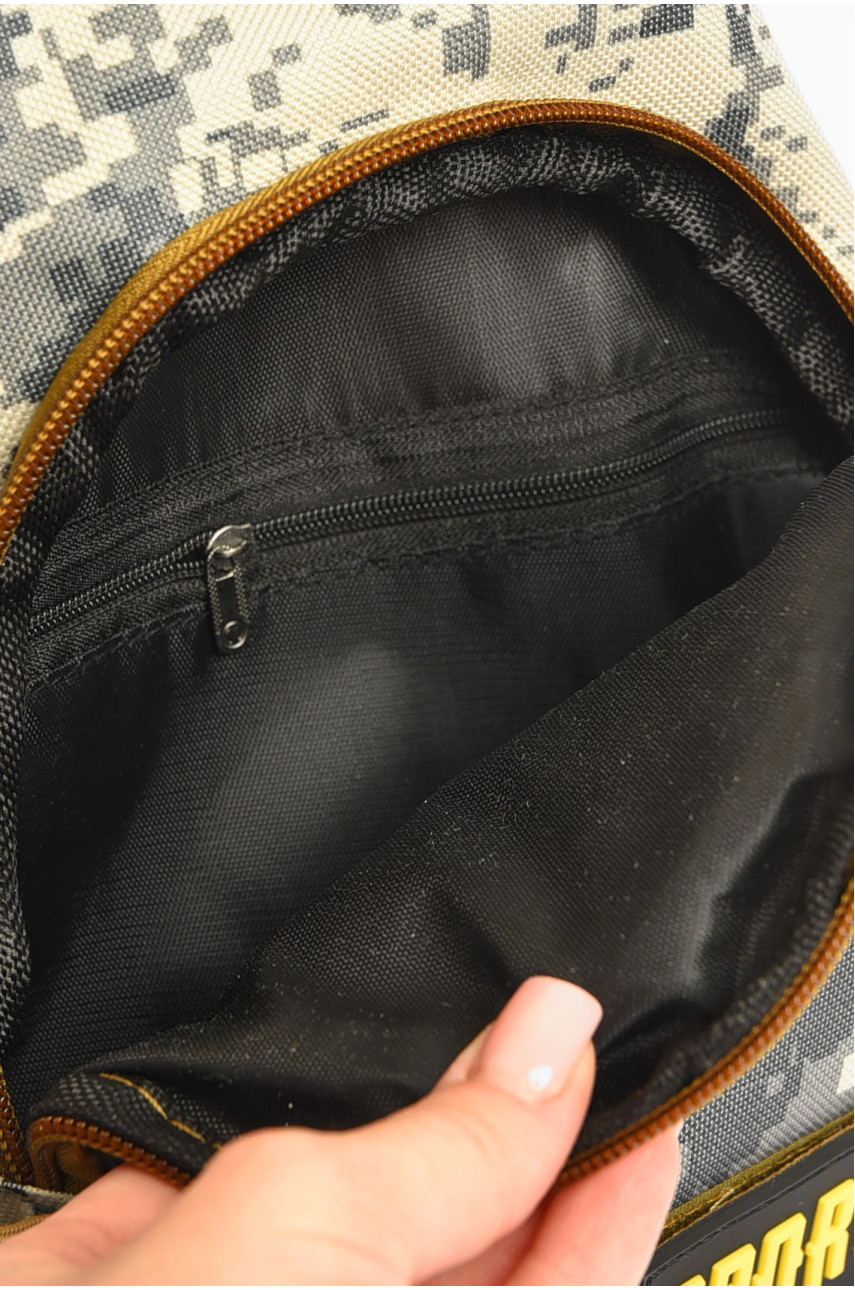 Сумка чоловіча через плече текстиль сірого кольору з принтом 1708 203623 Сумка чоловіча через плече текстиль сірого кольору з принтом 1708 203623