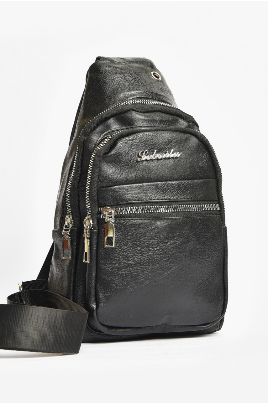 Сумка чоловіча через плече з екошкіри чорного кольору 6868 203638