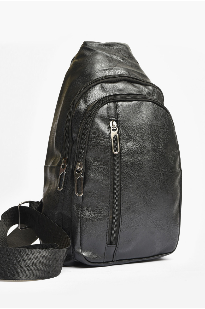Сумка чоловіча через плече з екошкіри чорного кольору 2462 203639