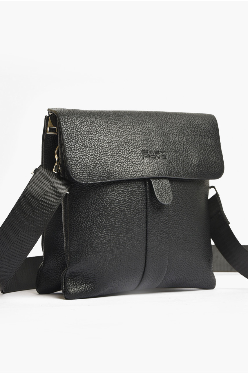 Сумка чоловіча через плече з екошкіри чорного кольору М-13 203644 Сумка чоловіча через плече з екошкіри чорного кольору М-13 203644