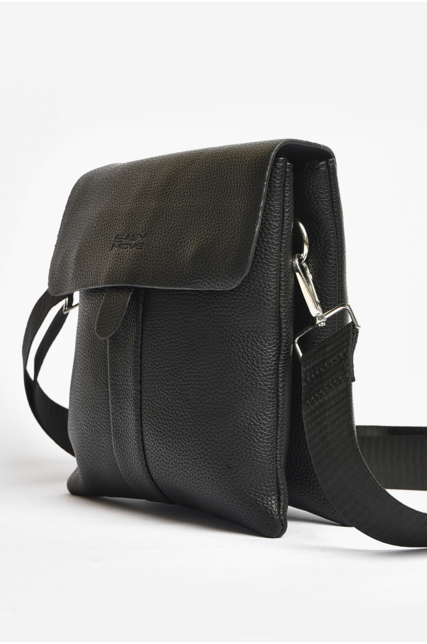 Сумка чоловіча через плече з екошкіри чорного кольору М-13 203644 Сумка чоловіча через плече з екошкіри чорного кольору М-13 203644