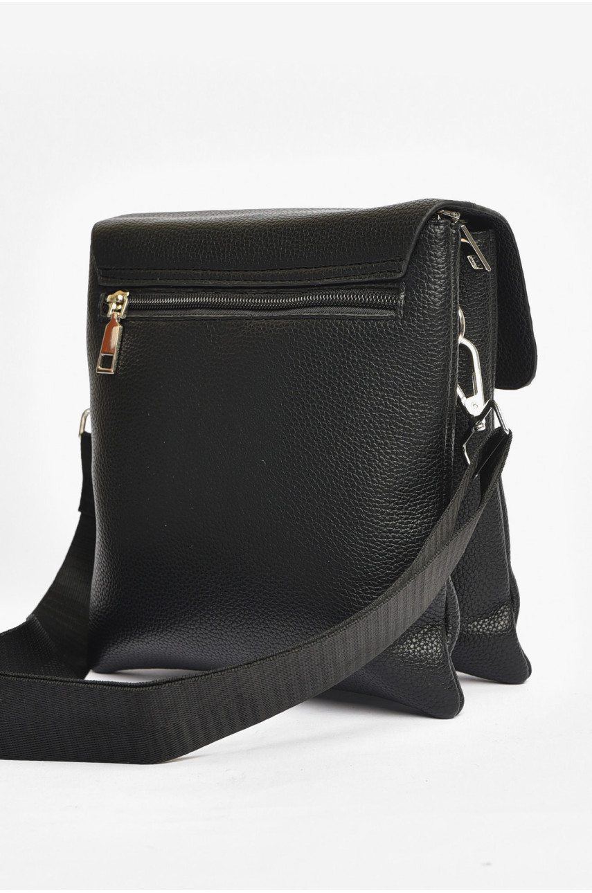 Сумка чоловіча через плече з екошкіри чорного кольору М-13 203644 Сумка чоловіча через плече з екошкіри чорного кольору М-13 203644