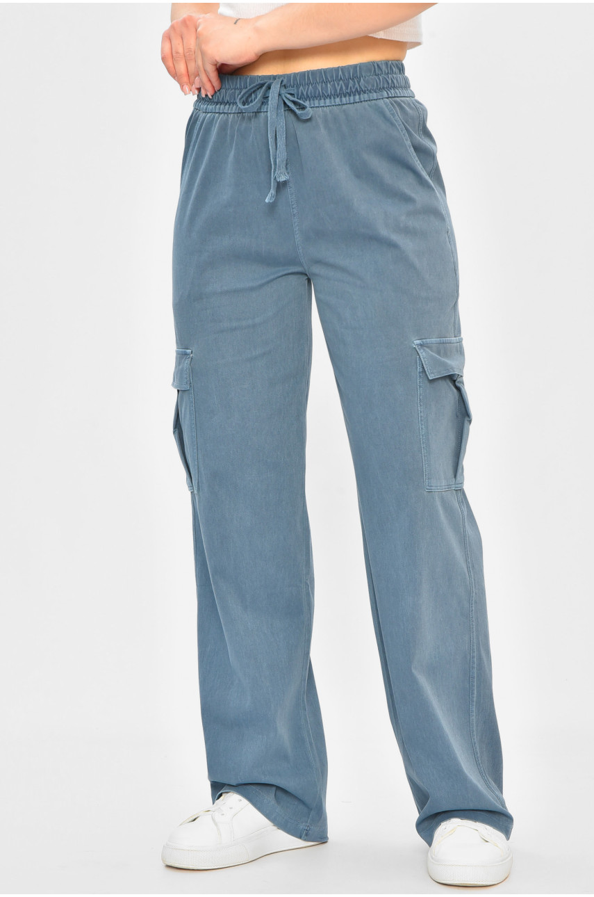 Штани жіночі напівбатальні блакитного кольору 561-4 203666 Штани жіночі напівбатальні блакитного кольору 561-4 203666