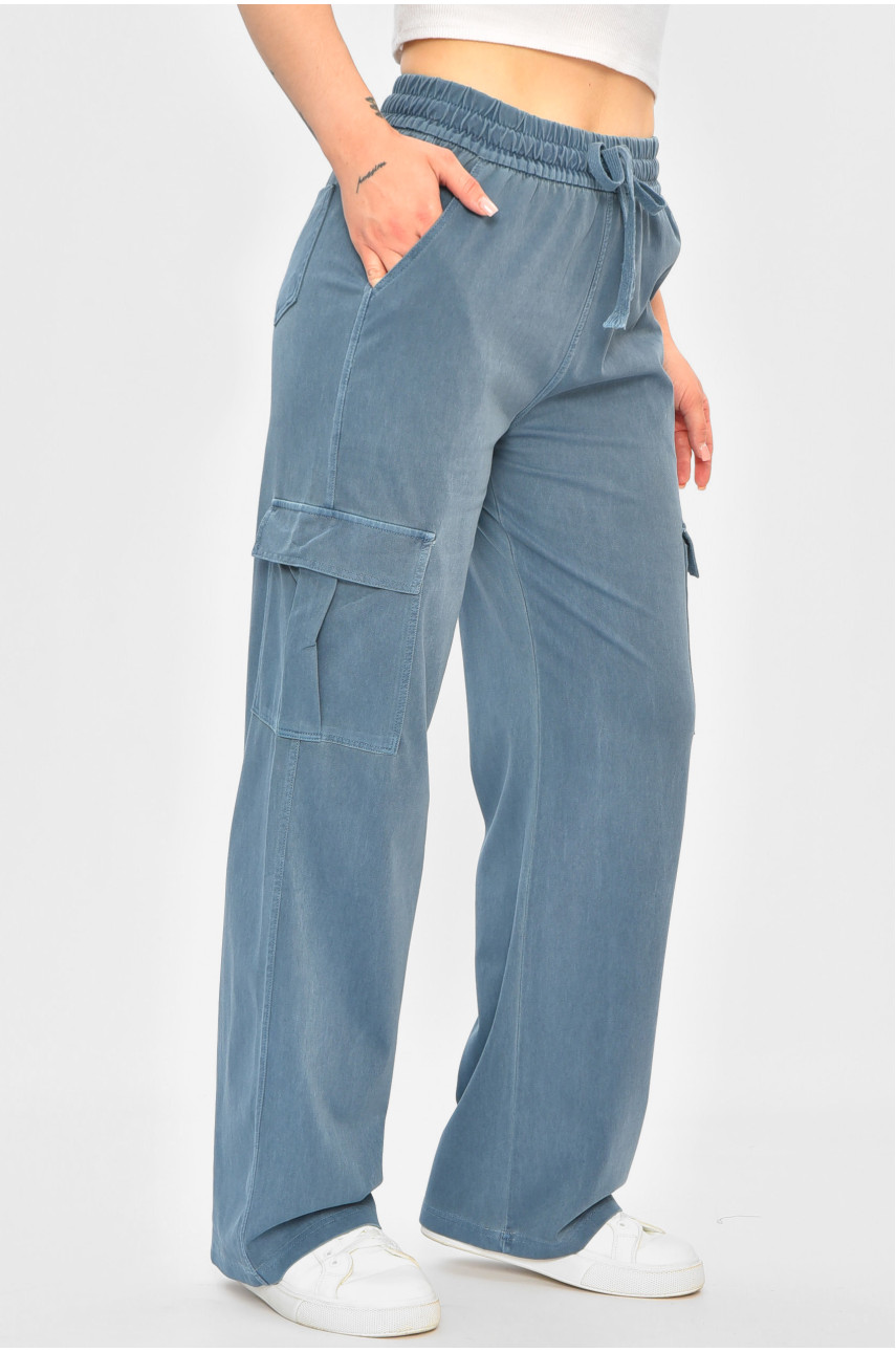 Штани жіночі напівбатальні блакитного кольору 561-4 203666 Штани жіночі напівбатальні блакитного кольору 561-4 203666