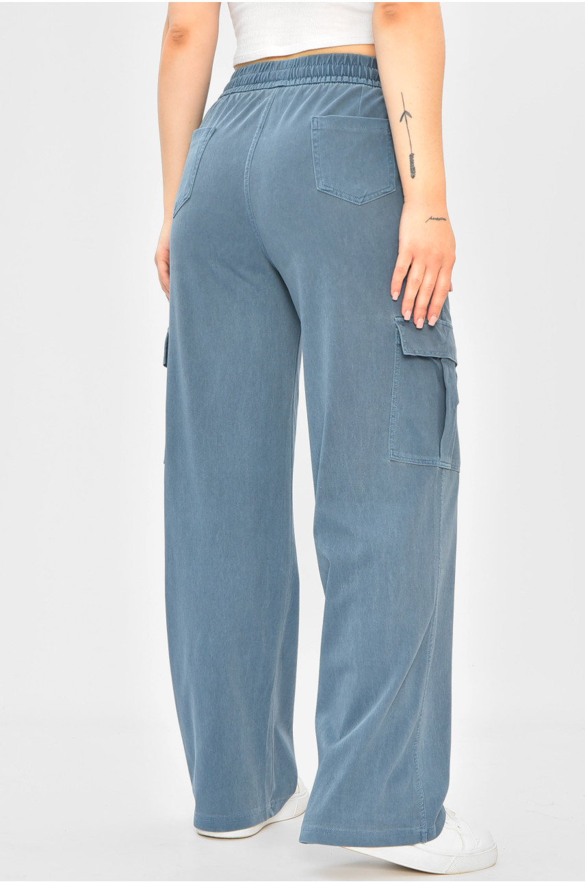 Штани жіночі напівбатальні блакитного кольору 561-4 203666 Штани жіночі напівбатальні блакитного кольору 561-4 203666