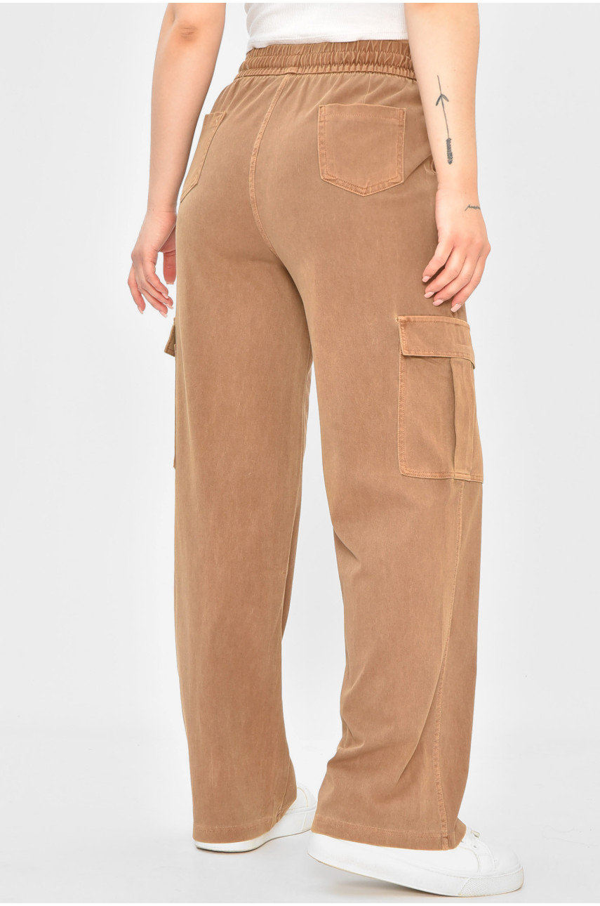 Штаны женские полубатальные коричневого цвета 561-4 203671