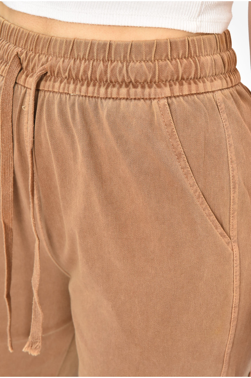 Штаны женские полубатальные коричневого цвета 561-4 203671