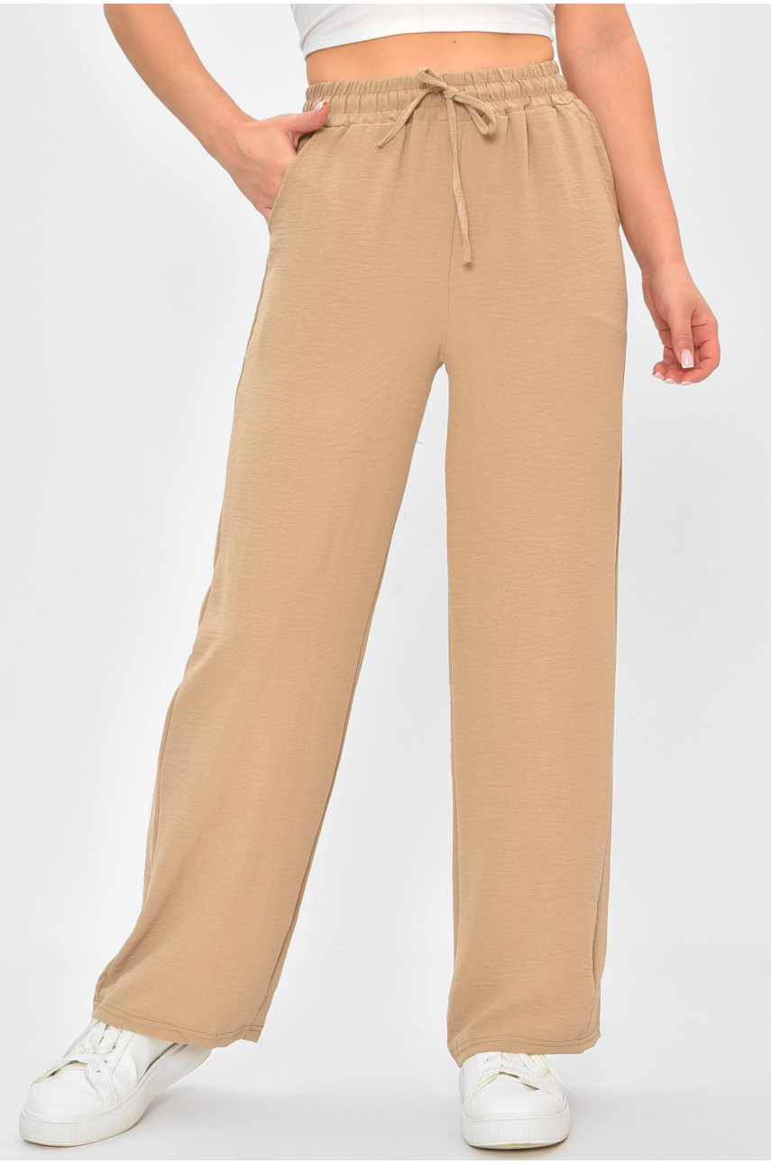 Штаны женские однотонные тёмно-бежевого цвета 9810-4 203675 Штаны женские однотонные тёмно-бежевого цвета 9810-4 203675