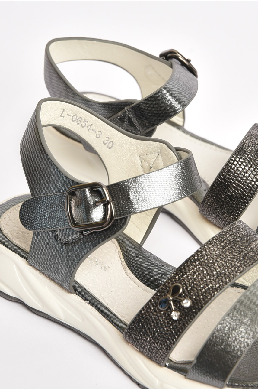 Босоніжки для дівчинки темно-сірого кольору L0654-3 203681 Босоніжки для дівчинки темно-сірого кольору L0654-3 203681