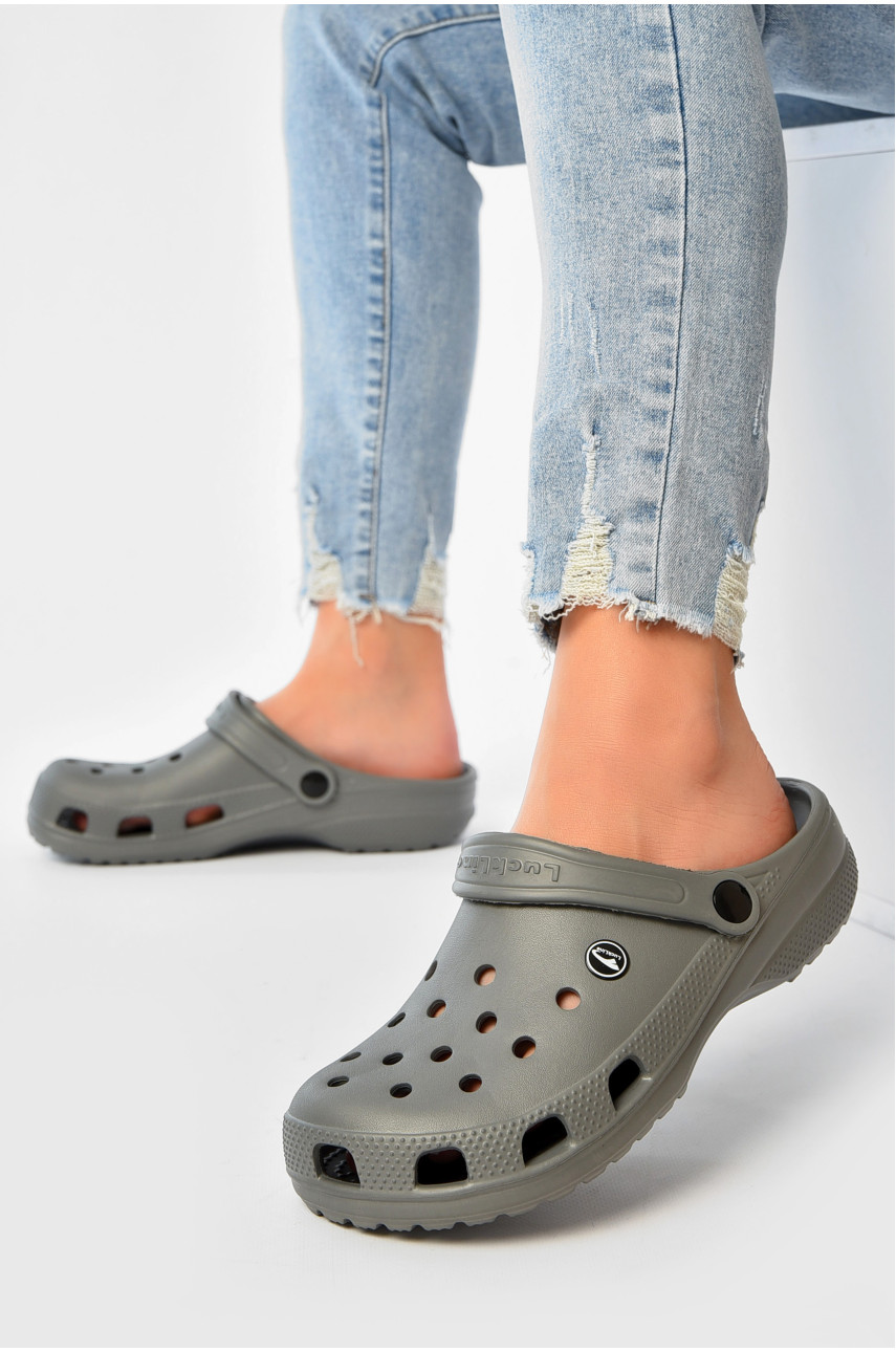 Кроксы женские серого цвета 3001-2 203685 Кроксы женские серого цвета 3001-2 203685