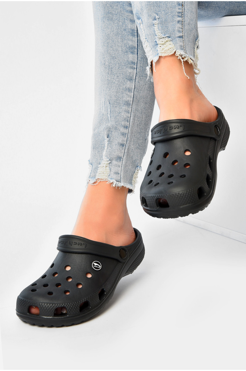 Кроксы женские черного цвета 3001-2 203687