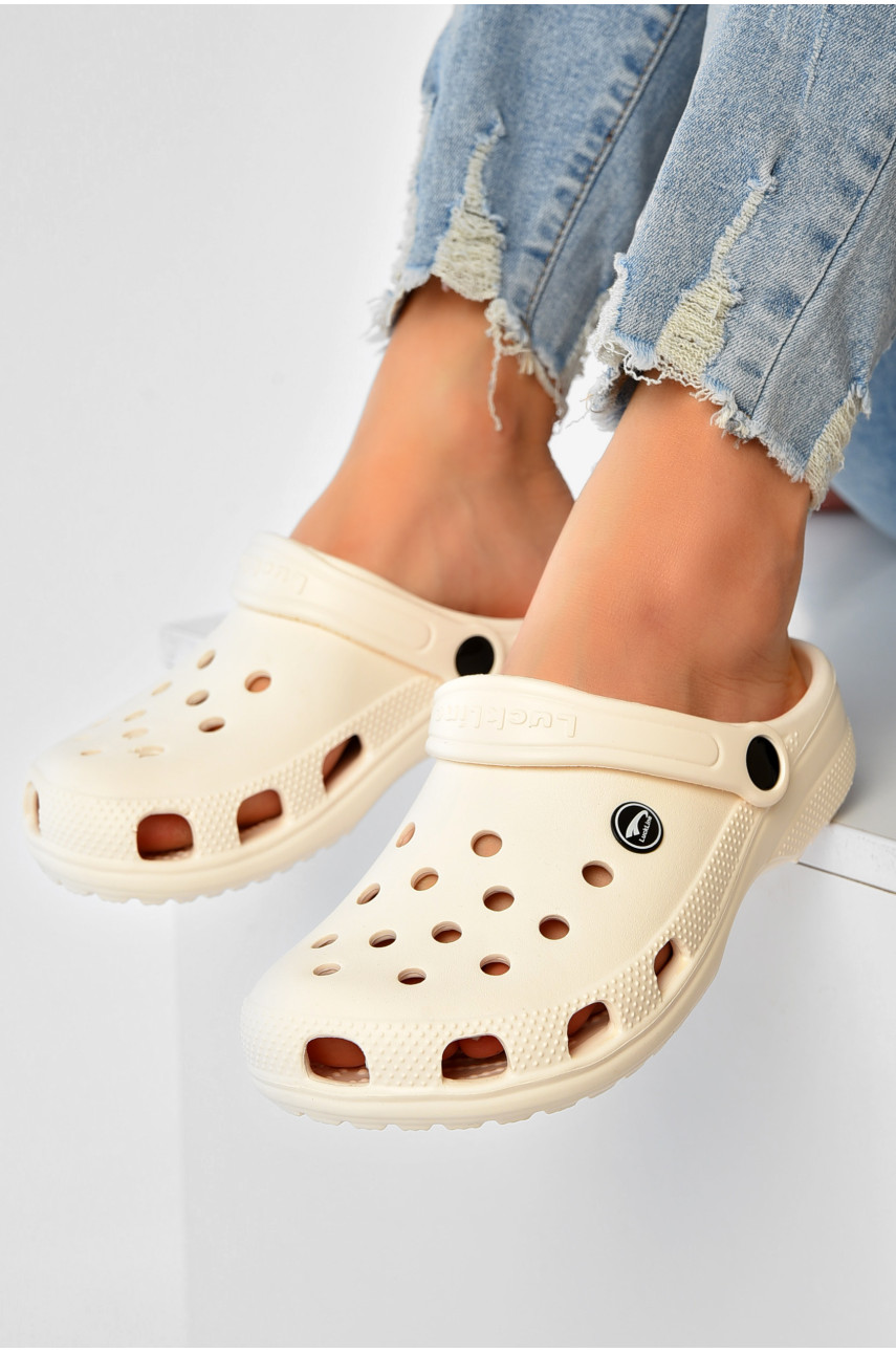 Кроксы женские молочного цвета 3001-2 203688 Кроксы женские молочного цвета 3001-2 203688