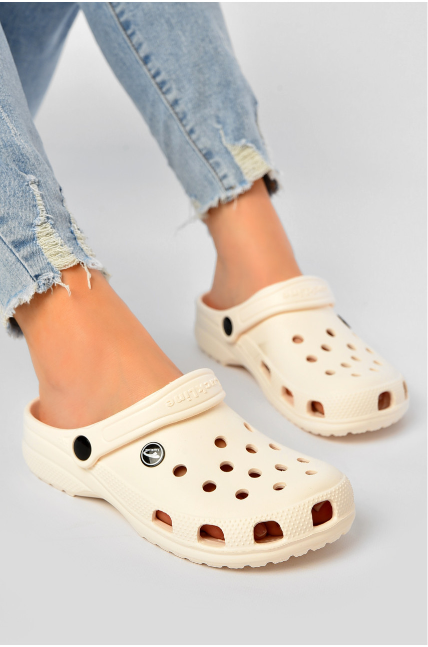 Кроксы женские молочного цвета 3001-2 203688 Кроксы женские молочного цвета 3001-2 203688