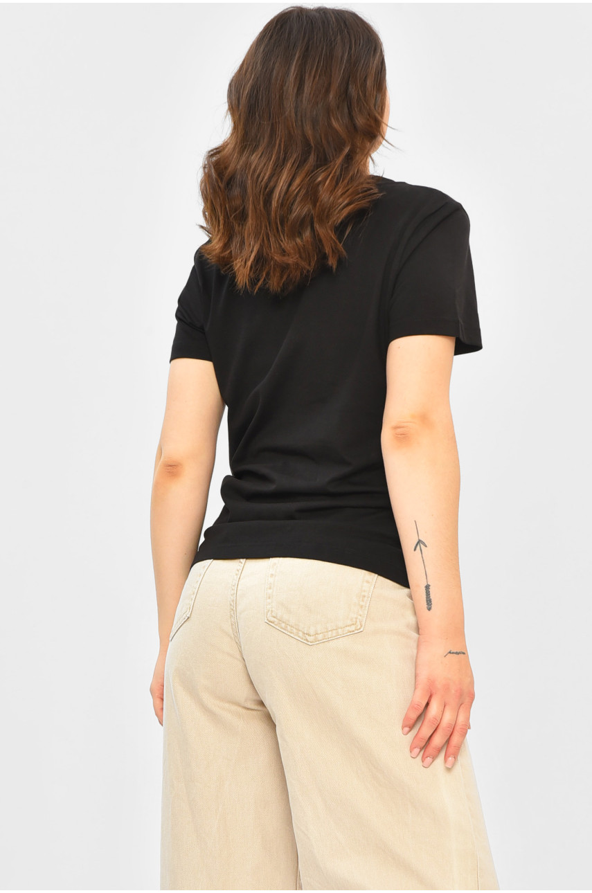 Футболка женская однотонная черного цвета 99011 203713