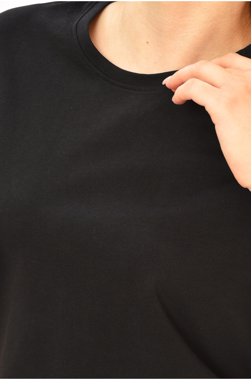 Футболка женская однотонная черного цвета 99011 203713