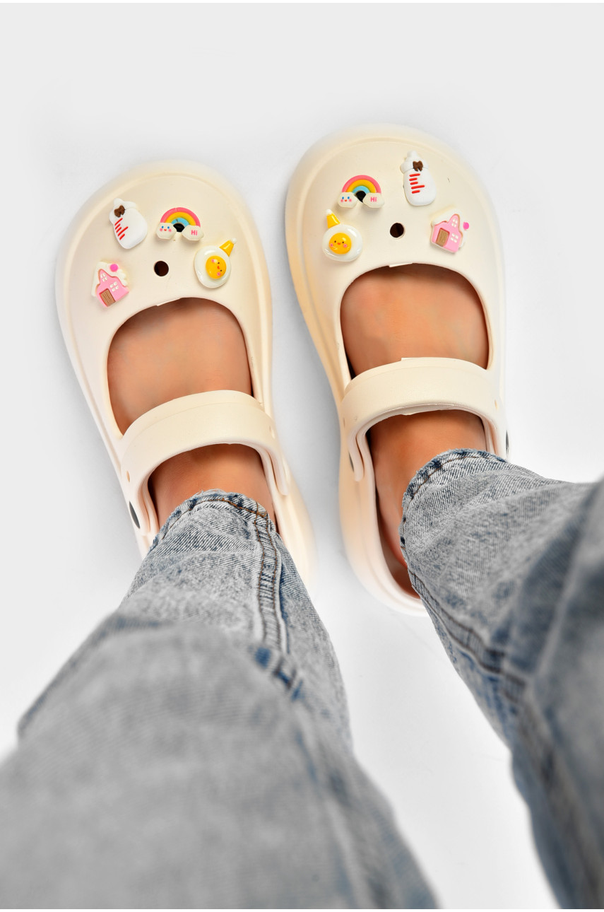 Кроксы женские молочного цвета 5159-2 203756 Кроксы женские молочного цвета 5159-2 203756