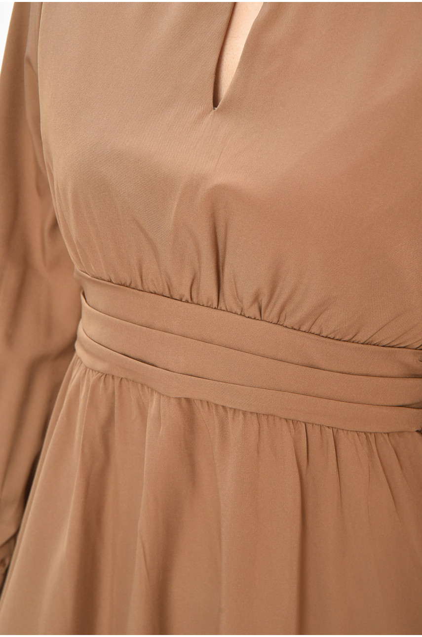 Сукня жіноча однотонна бежевого кольору 6501 203784