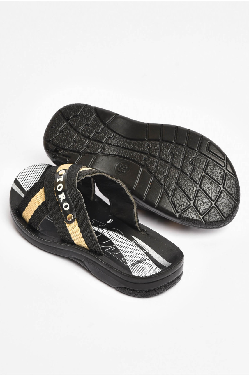 Шльопанці дитячі для хлопчика чорного кольору з написом 203801