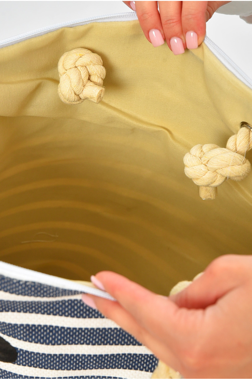 Сумка пляжна жіноча темно-синього кольору з принтом SD39 203819 Сумка пляжна жіноча темно-синього кольору з принтом SD39 203819