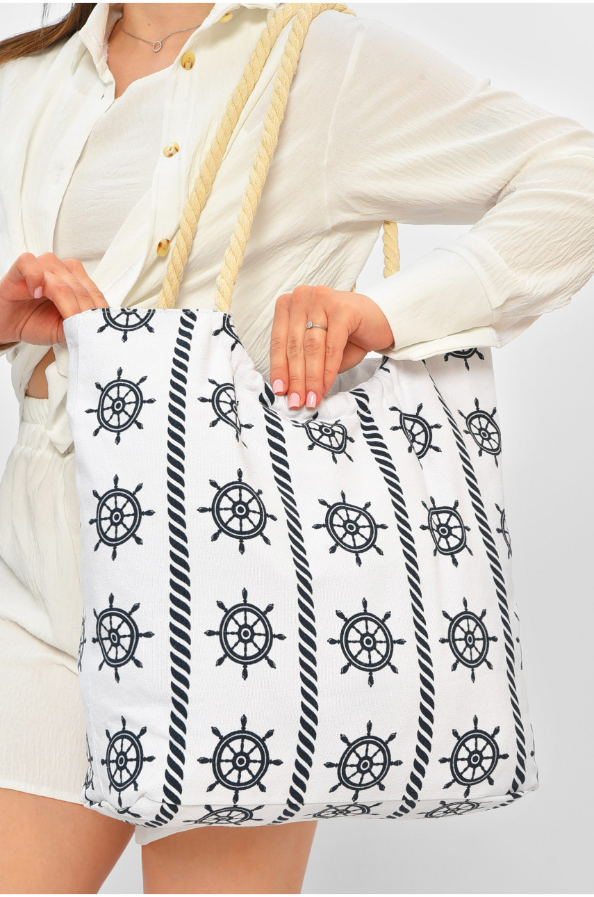 Сумка пляжна жіноча білого кольору з принтом 15S101 203826 Сумка пляжна жіноча білого кольору з принтом 15S101 203826