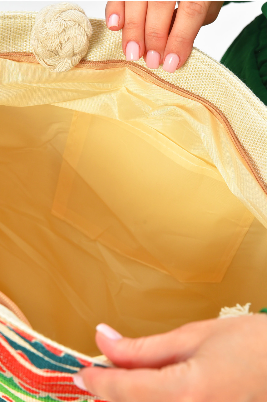 Сумка пляжная женская бежевого цвета с принтом VB53077 203832 Сумка пляжная женская бежевого цвета с принтом VB53077 203832