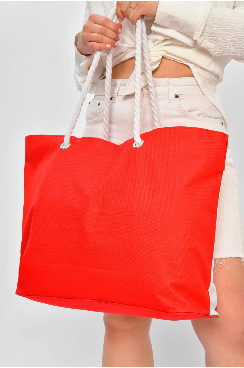 Сумка пляжна жіноча червоного кольору з принтом 203851 Сумка пляжна жіноча червоного кольору з принтом 203851