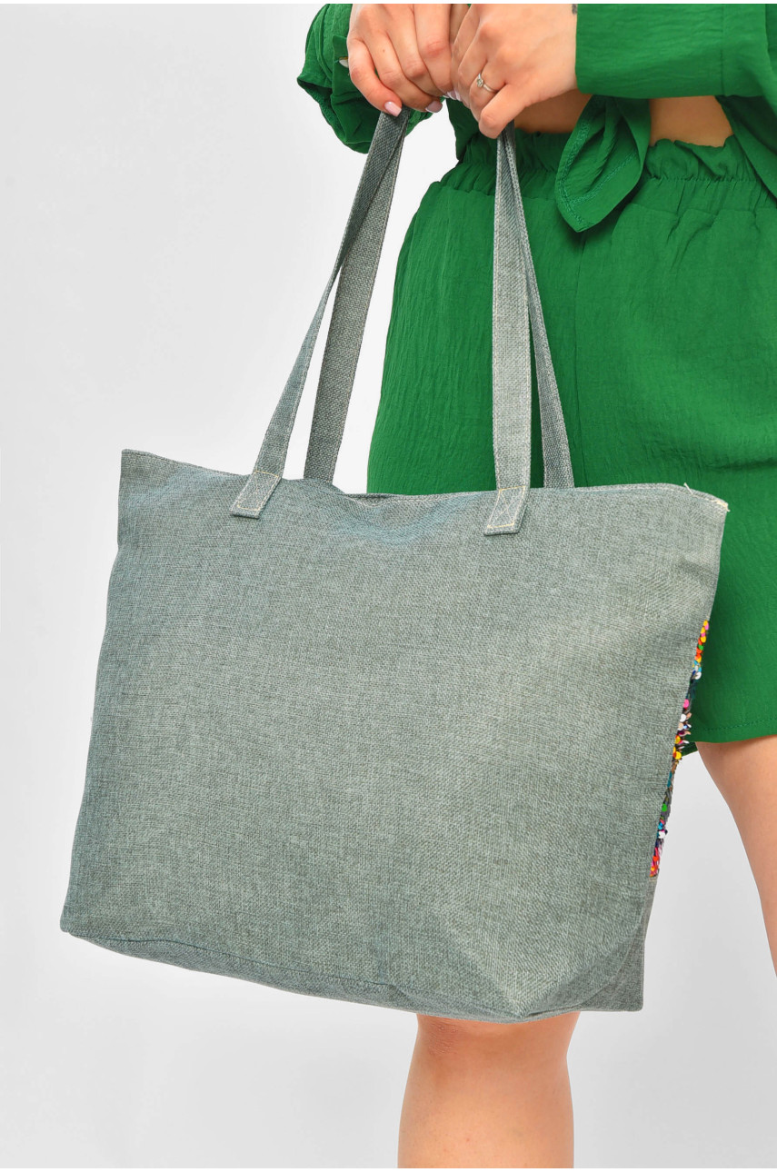 Сумка пляжна жіноча м'ятного кольору з паєтками 99-5 203860 Сумка пляжна жіноча м'ятного кольору з паєтками 99-5 203860