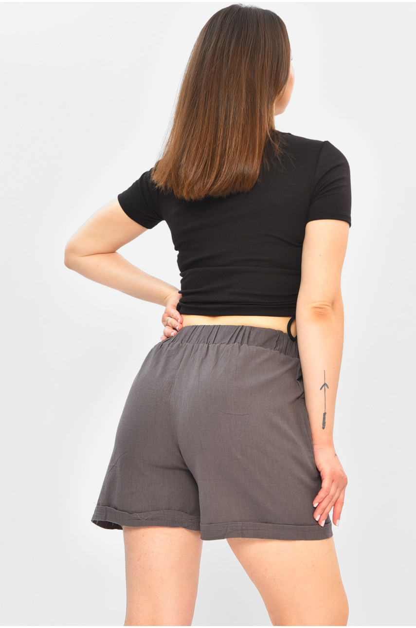 Шорти жіночі однотонні темно-сірого кольору ST007 203866
