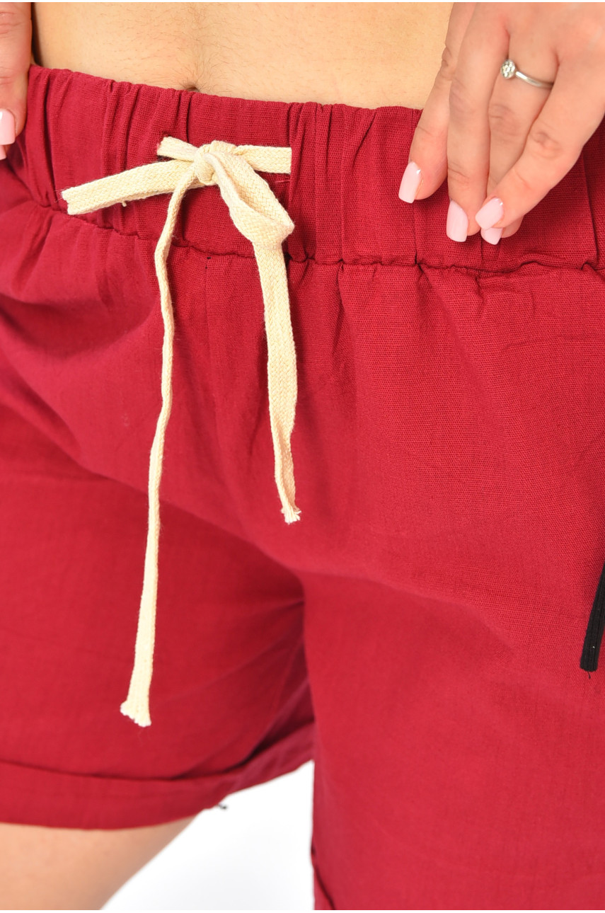 Шорти жіночі однотонні бордового кольору ST007 203870