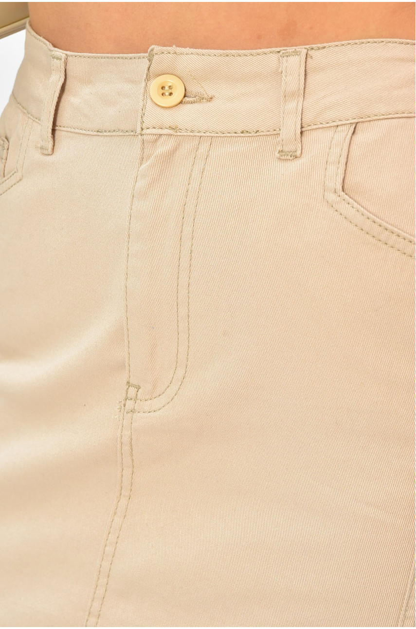 Юбка женская однотонная бежевого цвета 1459S19 203872