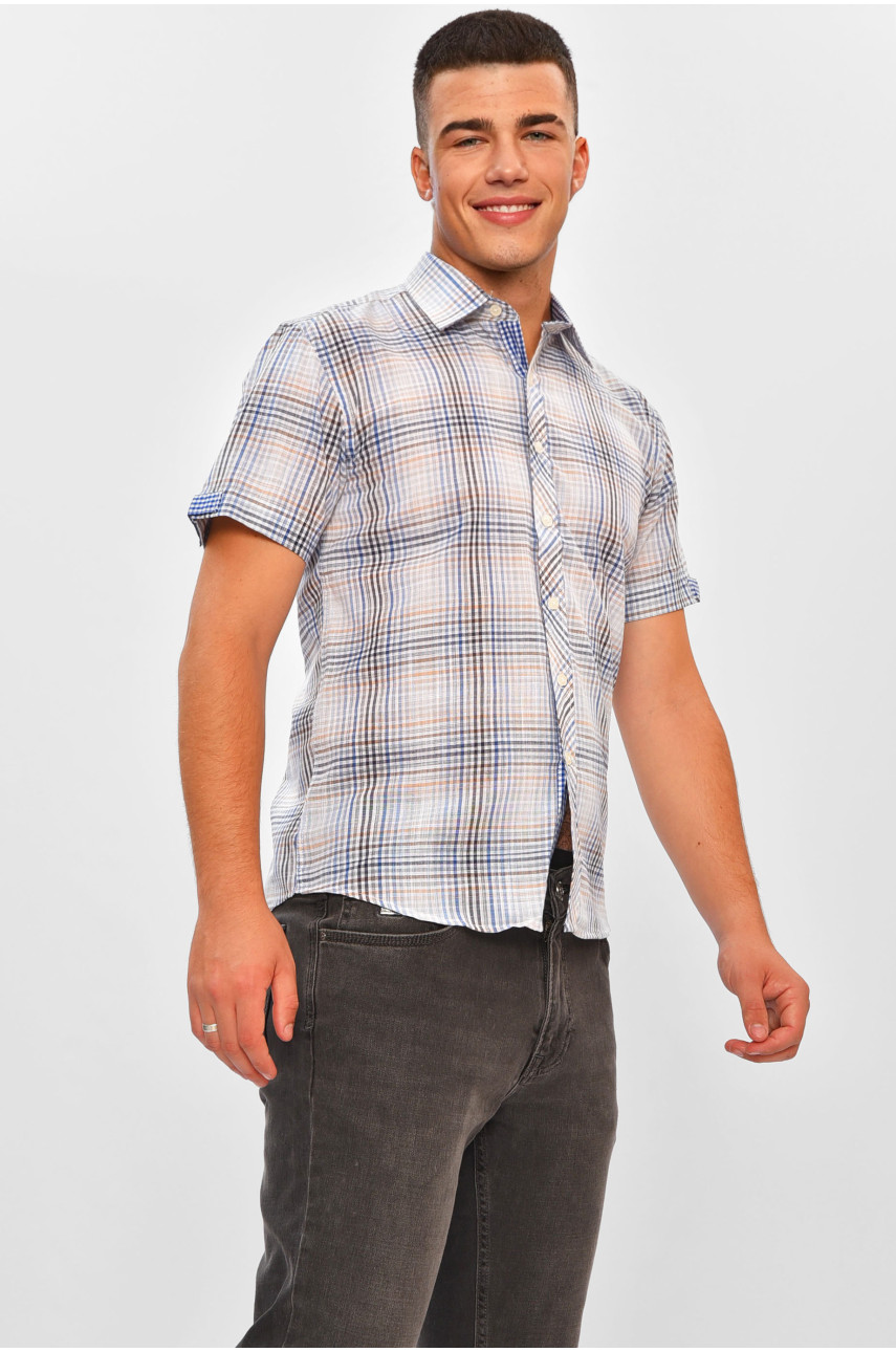 Рубашка мужская белого цвета с принтом 130 203886