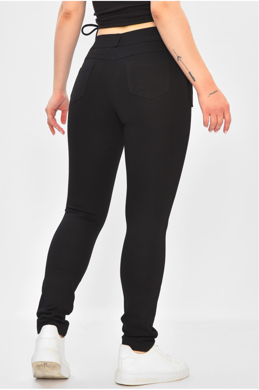 Лосины женские однотонные черного цвета с поясом 0021-1 203888